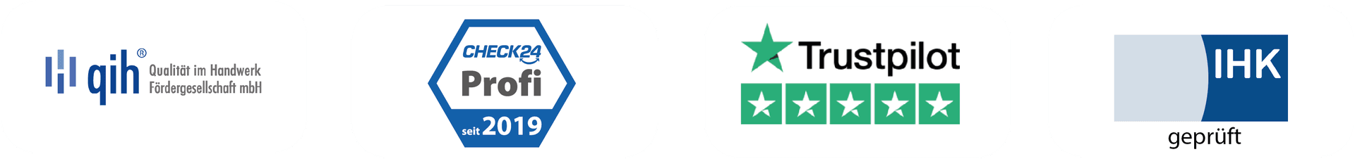 Trust Badges Heizung Notdienst Volkhoven/Weiler - Qualität im Handwerk, CHECK24 Profi, Trustpilot, IHK geprüft